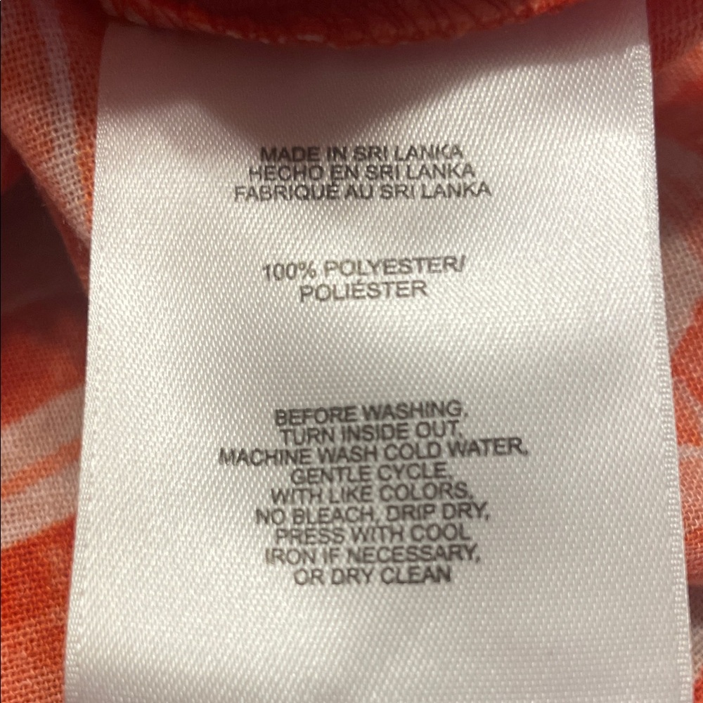 Jones New York Orange  and White Leaf Print Blouse - Picture 10 of 10